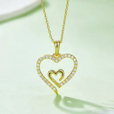 Moissanite 925 Sterling Silver Heart Pendant Necklace - GlossiChic Collection Gold / One Size GlossiChic Collection jewelry