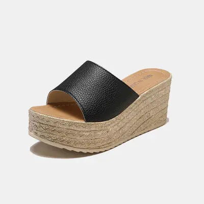 PU Leather Open Toe Sandals - GlossiChic Collection Black / 35(US4) GlossiChic Collection Shoes & Accessories