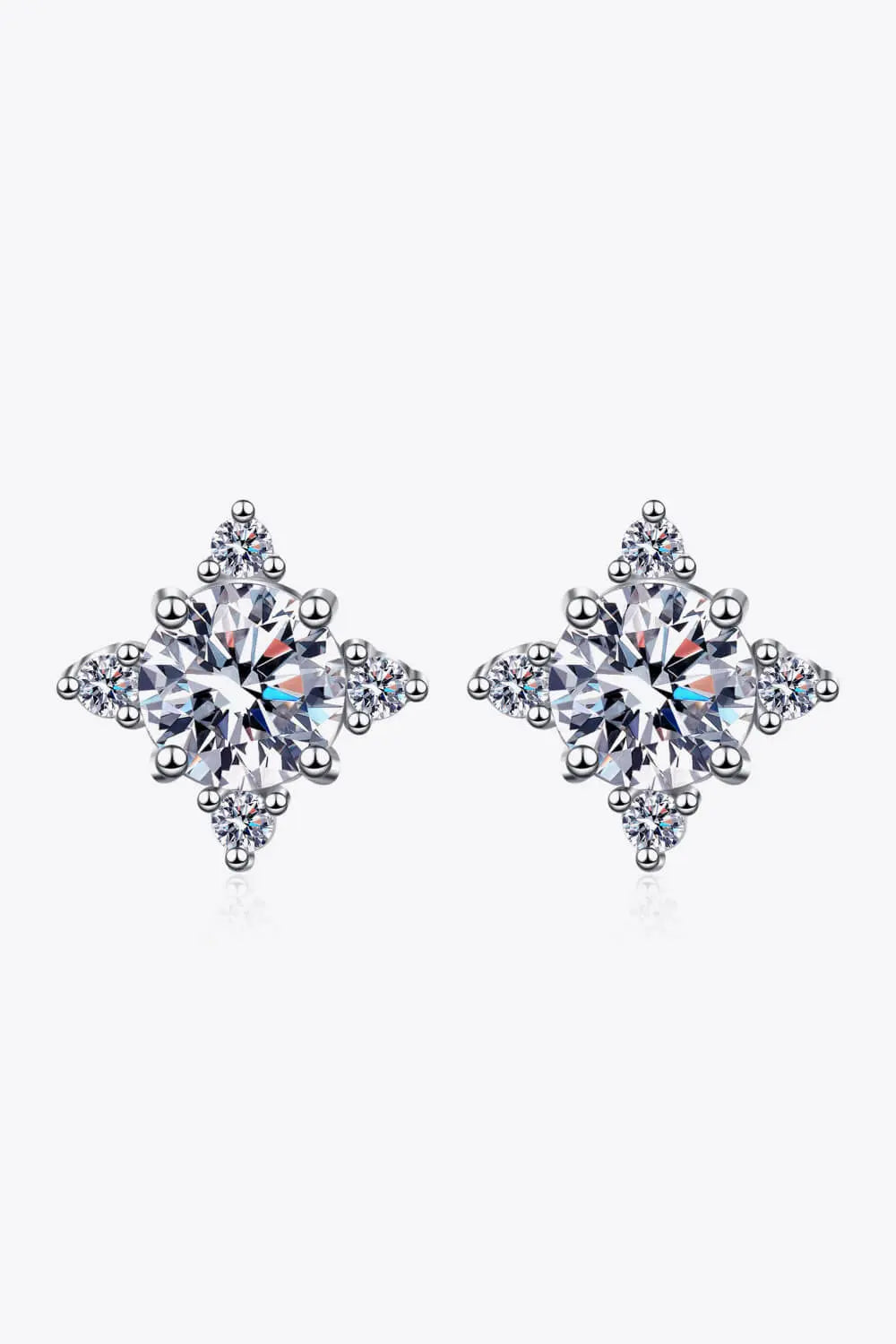 Four Leaf Clover 2 Carat Moissanite Stud Earrings - GlossiChic Collection Silver / One Size GlossiChic Collection jewelry