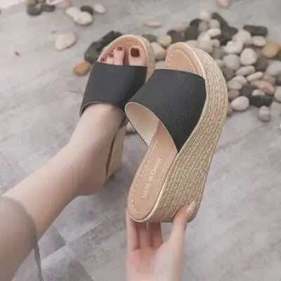 PU Leather Open Toe Sandals - GlossiChic Collection Black / 35(US4) GlossiChic Collection Shoes & Accessories