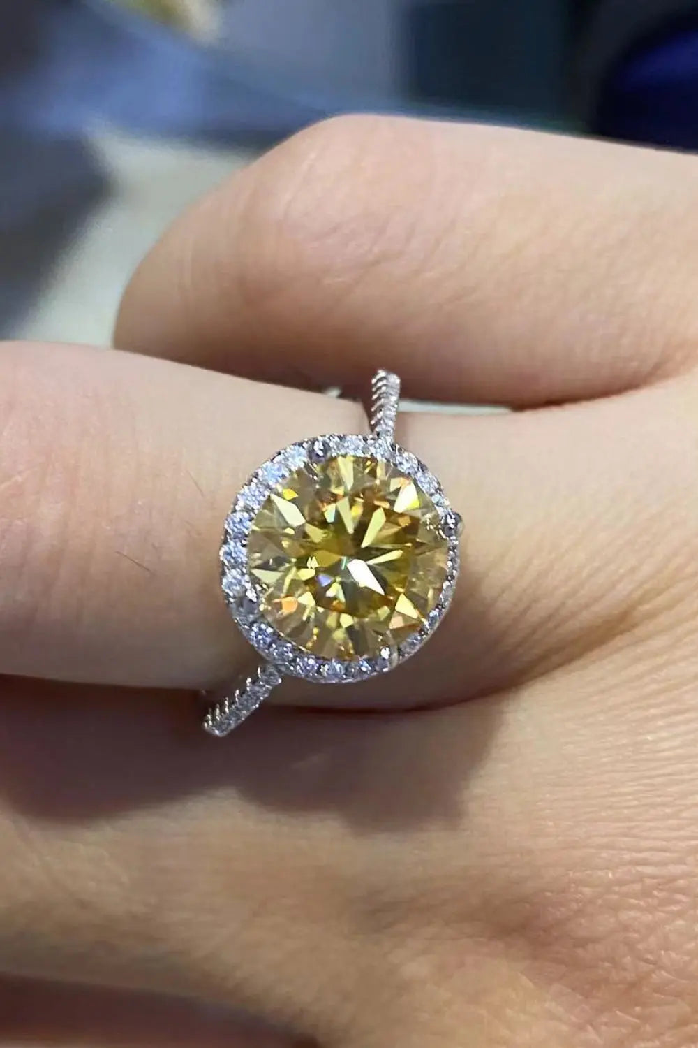 2 Carat Moissanite Round Ring - GlossiChic Collection Yellow / 5 GlossiChic Collection jewelry