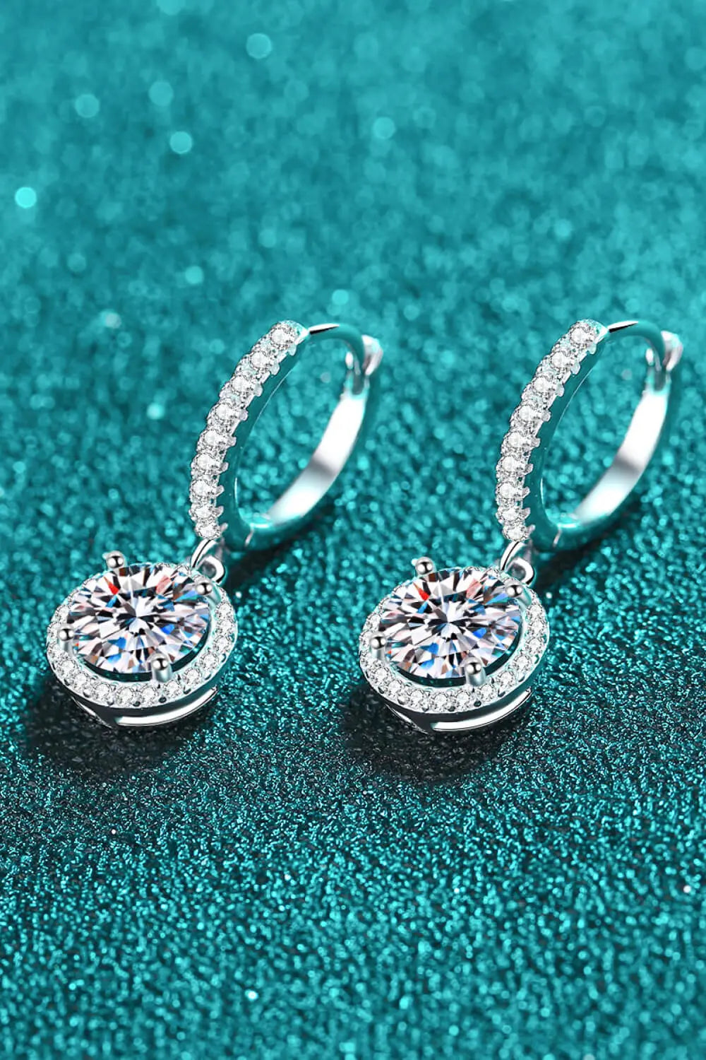 Moissanite Round-Shaped Drop Earrings - GlossiChic Collection Silver / One Size GlossiChic Collection jewelry