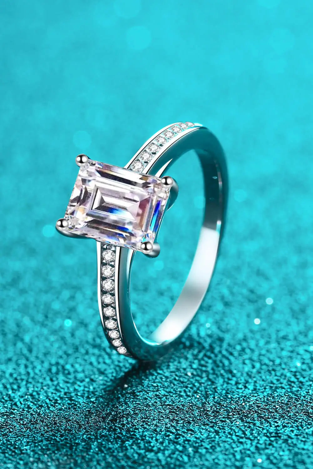 925 Sterling Silver Side Stone Moissanite Ring - GlossiChic Collection Silver / 4 GlossiChic Collection jewelry