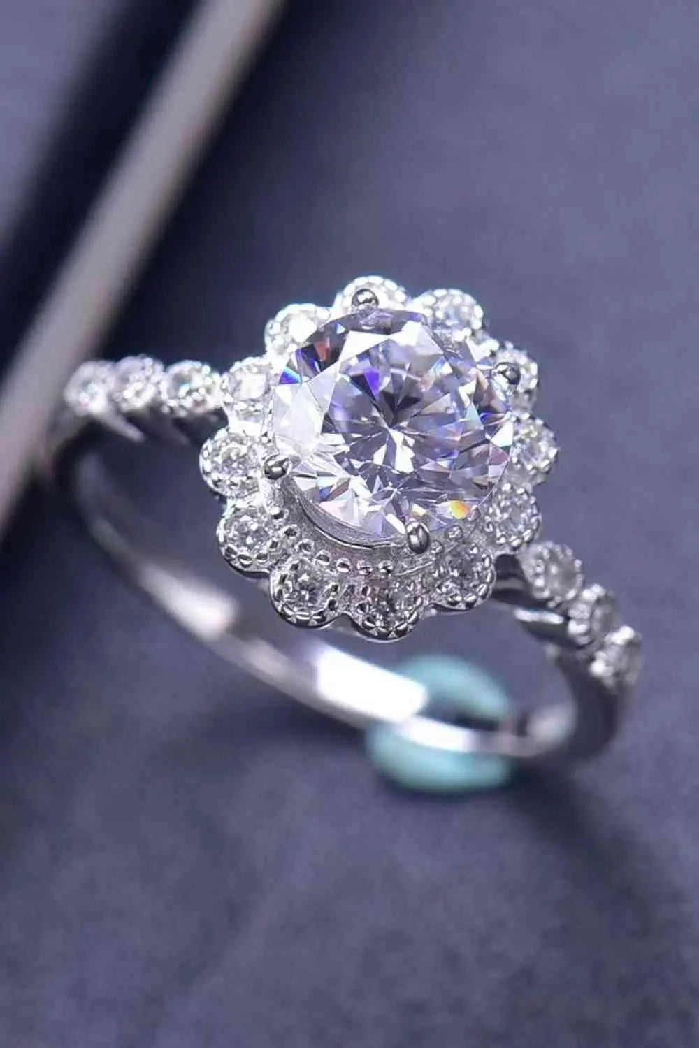 1.5 Carat Moissanite Floral-Shaped Cluster Ring - GlossiChic Collection Silver / 5 GlossiChic Collection jewelry