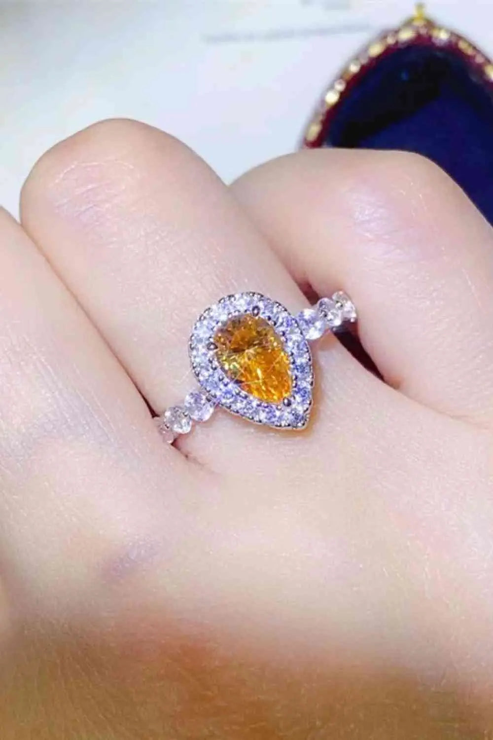 1 Carat Moissanite Contrast Teardrop Ring - GlossiChic Collection Mustard / 4.5 GlossiChic Collection jewelry