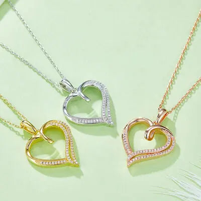 Moissanite 925 Sterling Silver Heart Shape Necklace - GlossiChic Collection Gold / One Size GlossiChic Collection jewelry