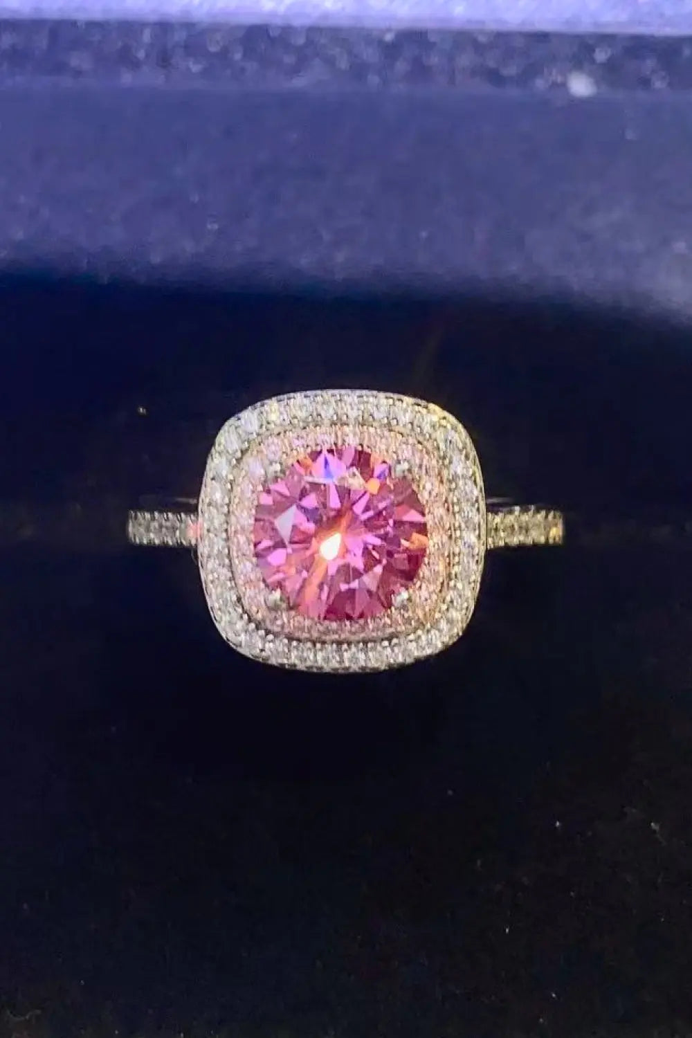 1 Carat Moissanite Two-Tone Ring - GlossiChic Collection Pink / 4.5 GlossiChic Collection jewelry