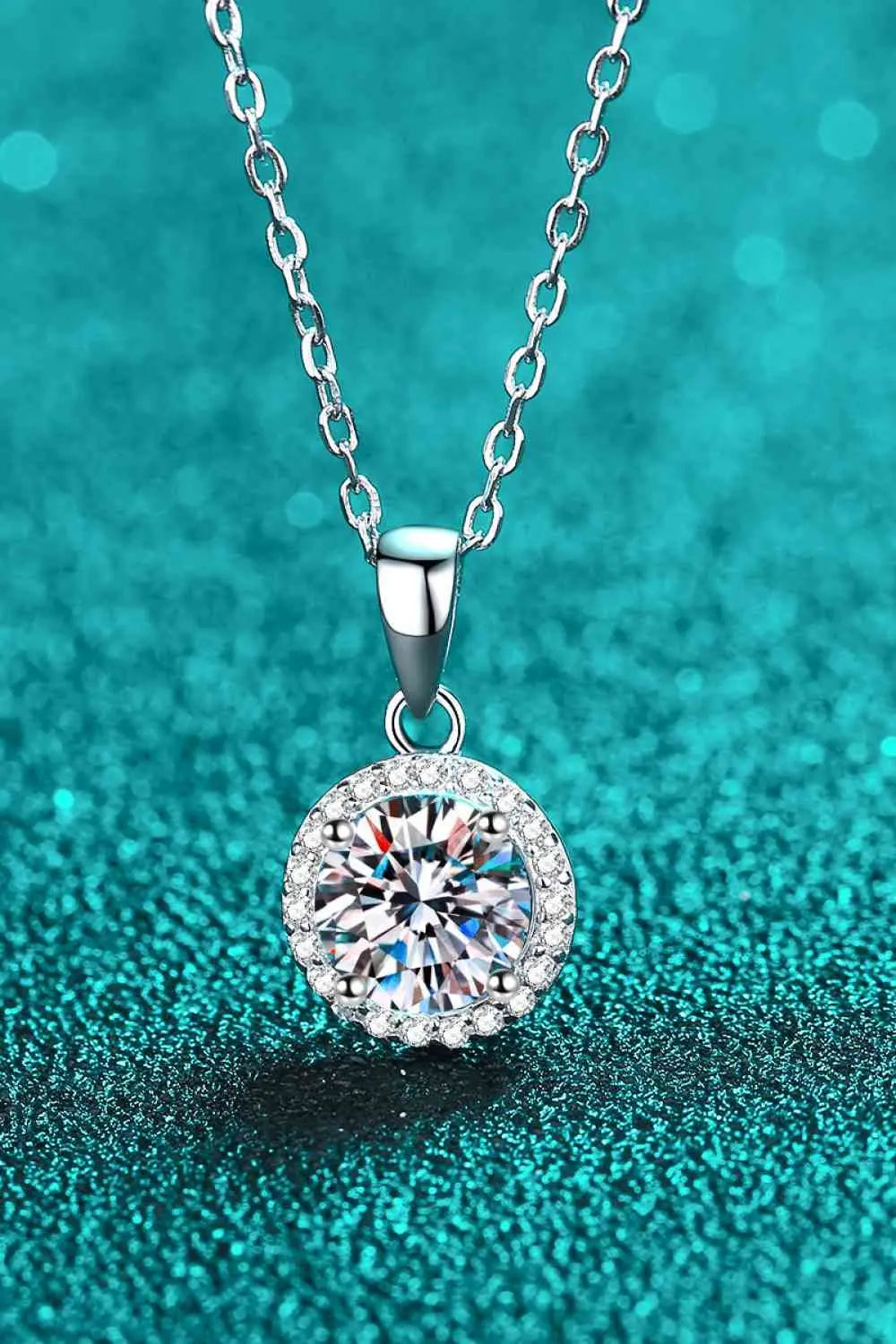 Chance to Charm 1 Carat Moissanite Round Pendant Chain Necklace - GlossiChic Collection Silver / One Size GlossiChic Collection jewelry