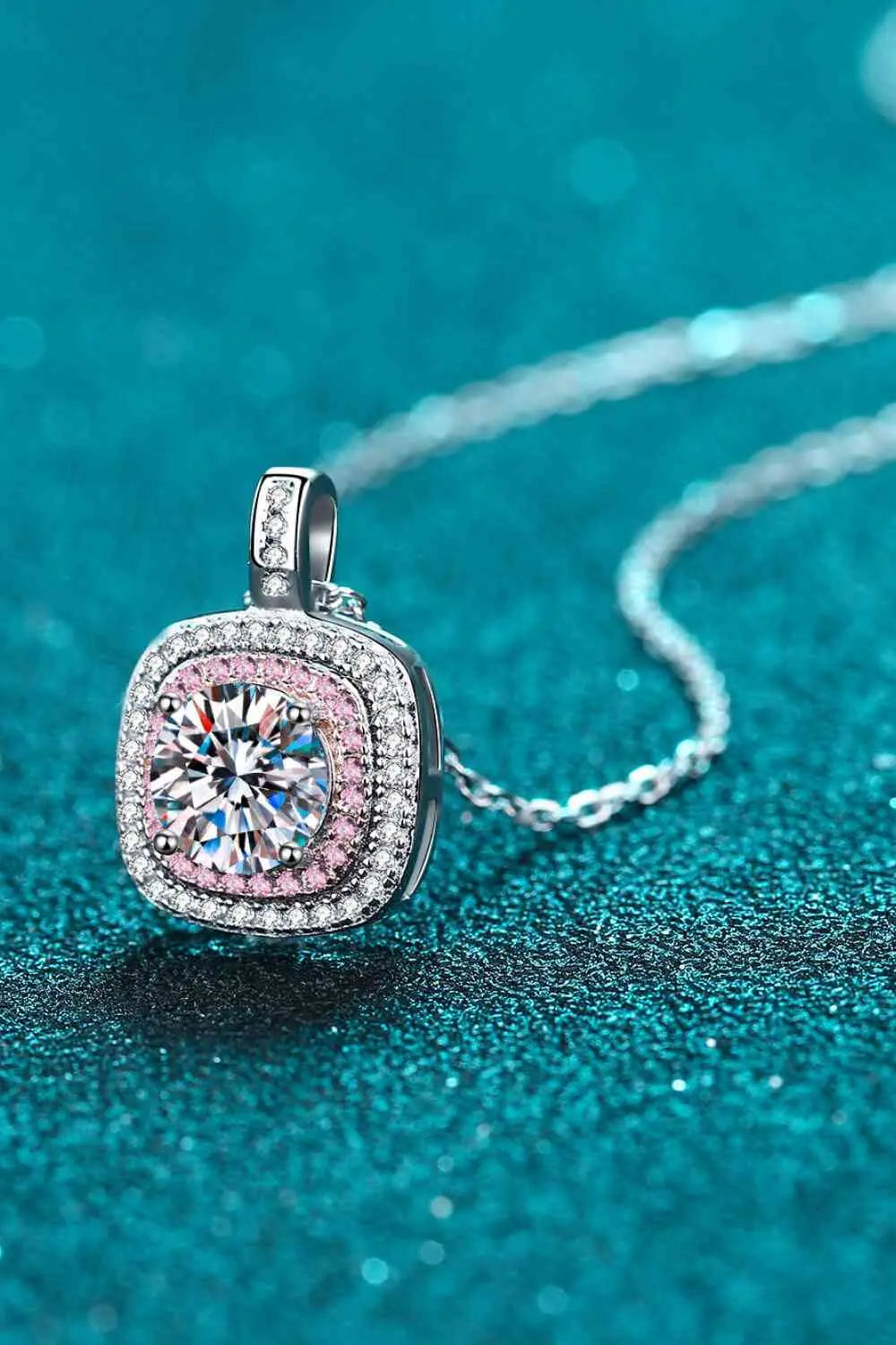 Moissanite Geometric Pendant Necklace - GlossiChic Collection Silver/Pink / One Size GlossiChic Collection jewelry