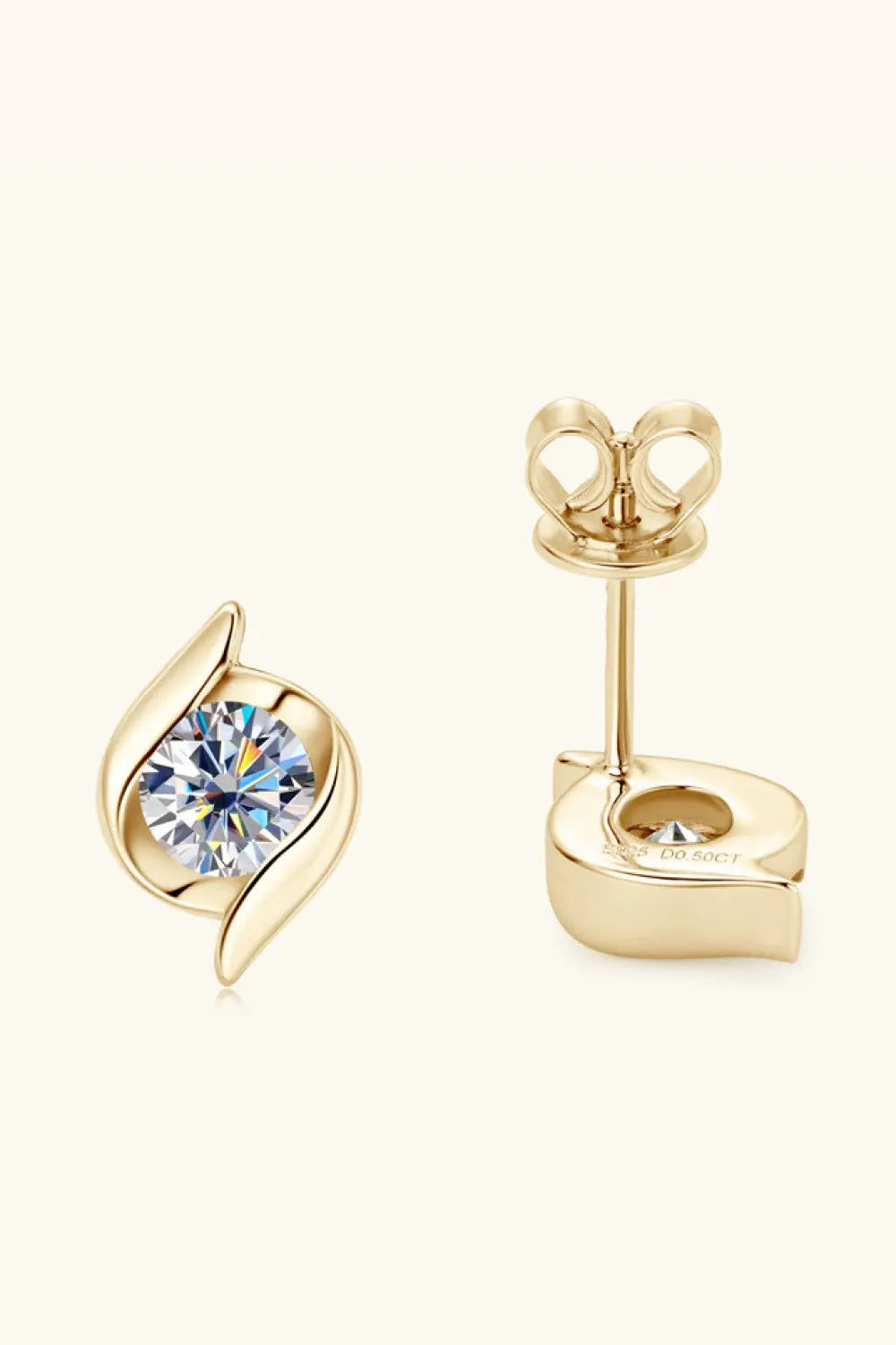 1 Carat Moissanite 925 Sterling Silver Stud Earrings - GlossiChic Collection Gold / One Size GlossiChic Collection jewelry