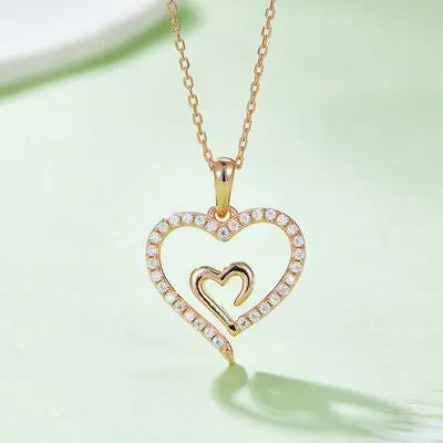 Moissanite 925 Sterling Silver Heart Pendant Necklace - GlossiChic Collection Rose Gold / One Size GlossiChic Collection jewelry