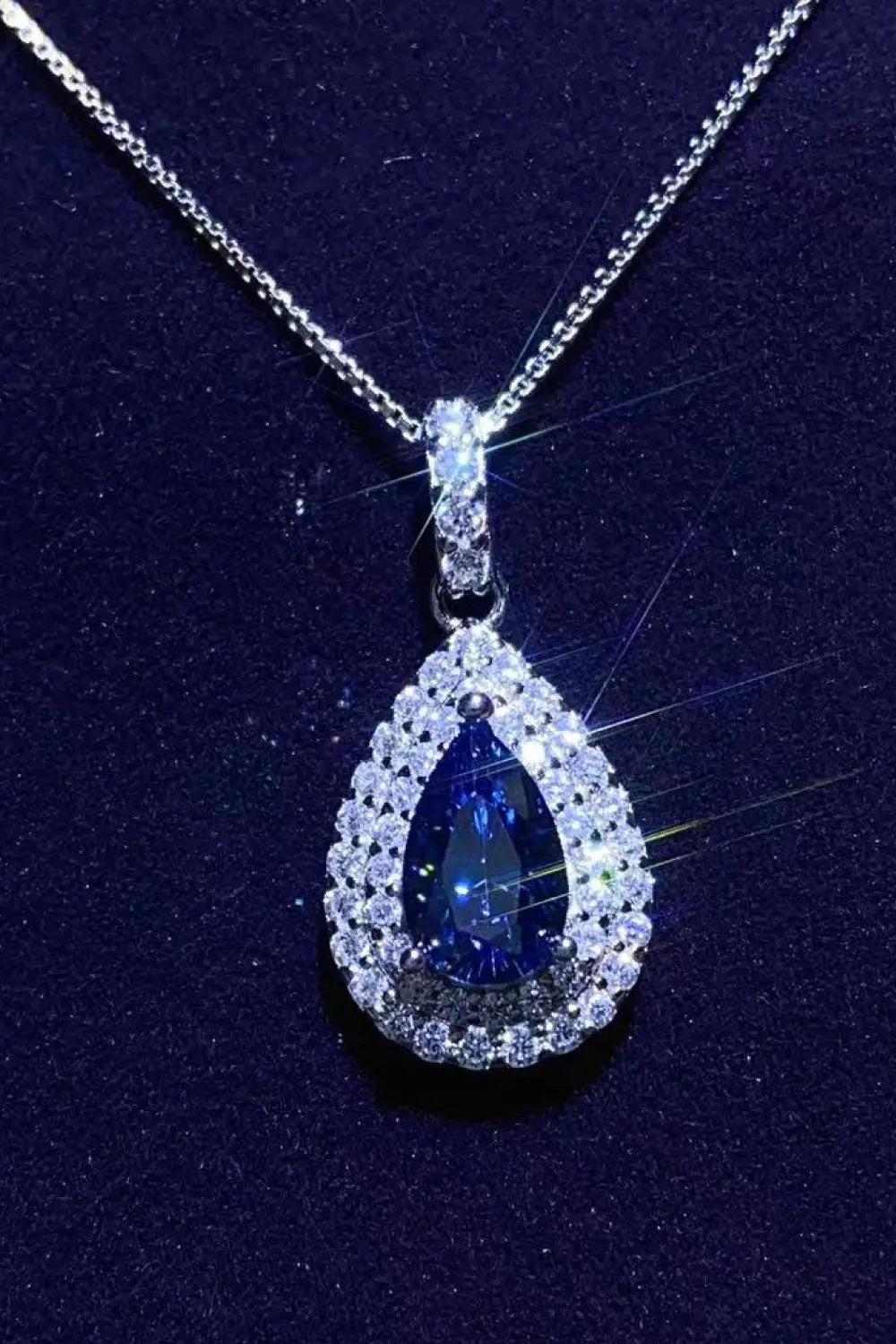 2 Carat Moissanite Teardrop Pendant Necklace - GlossiChic Collection Blue / One Size GlossiChic Collection jewelry
