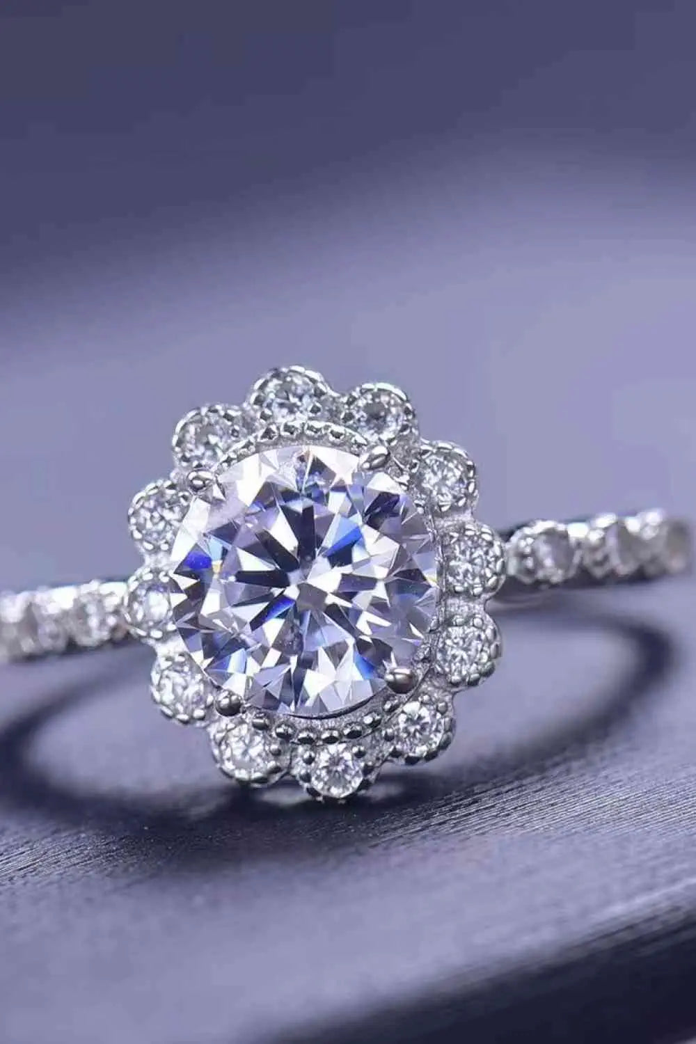 1.5 Carat Moissanite Floral-Shaped Cluster Ring - GlossiChic Collection Silver / 5 GlossiChic Collection jewelry