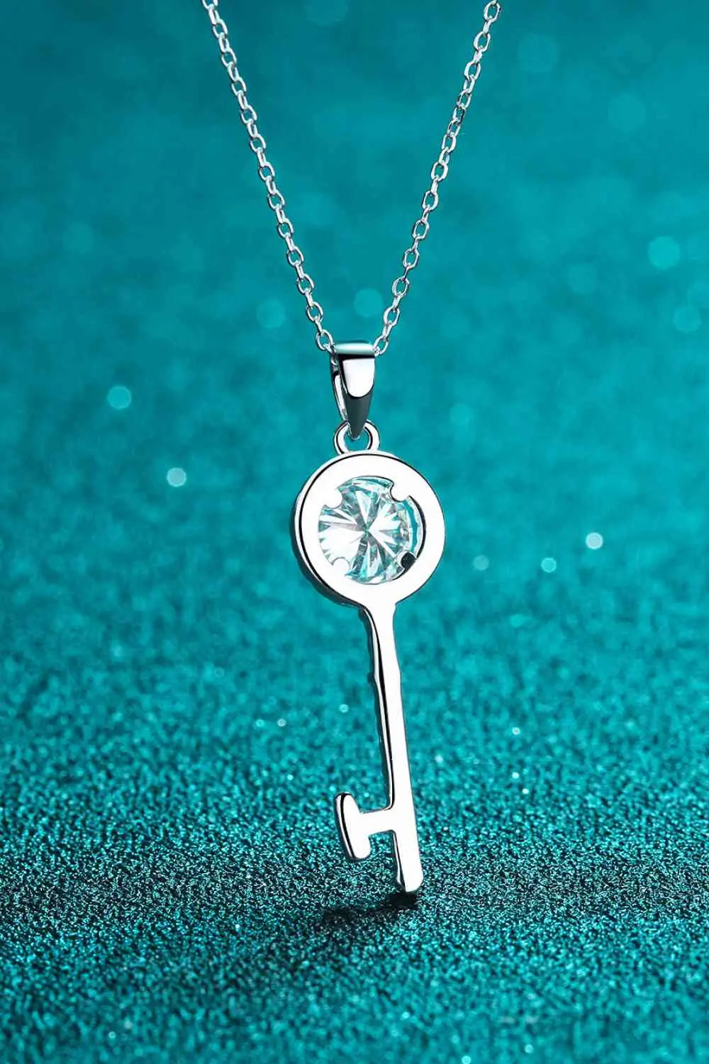 Moissanite Key Pendant Necklace - GlossiChic Collection Silver / One Size GlossiChic Collection jewelry