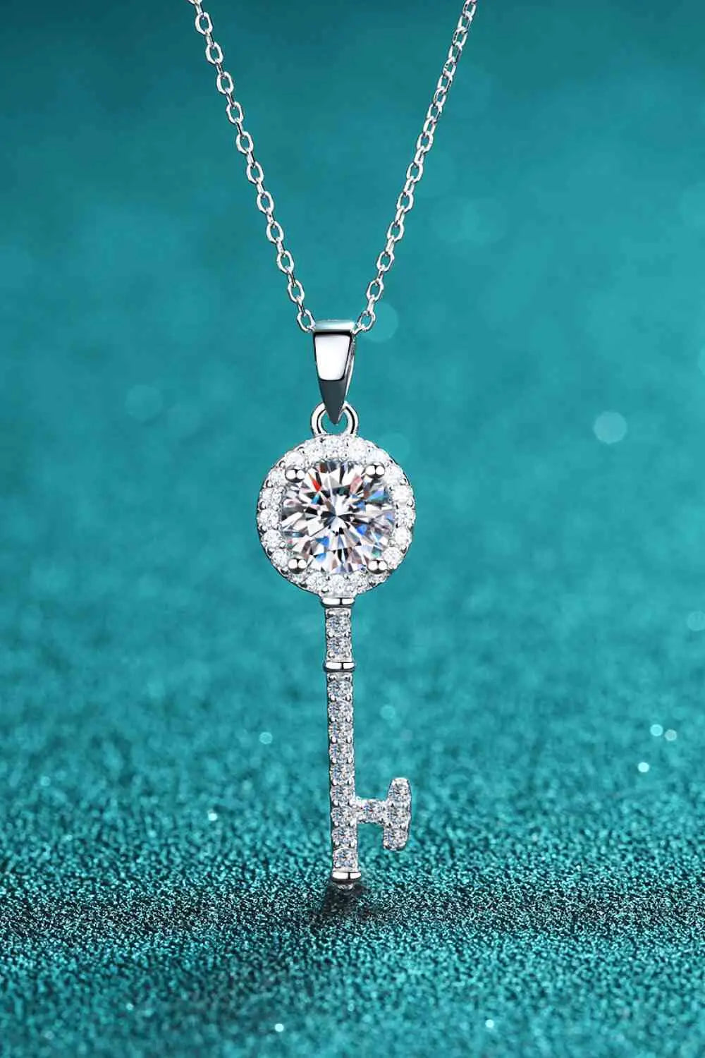 Moissanite Key Pendant Necklace - GlossiChic Collection Silver / One Size GlossiChic Collection jewelry