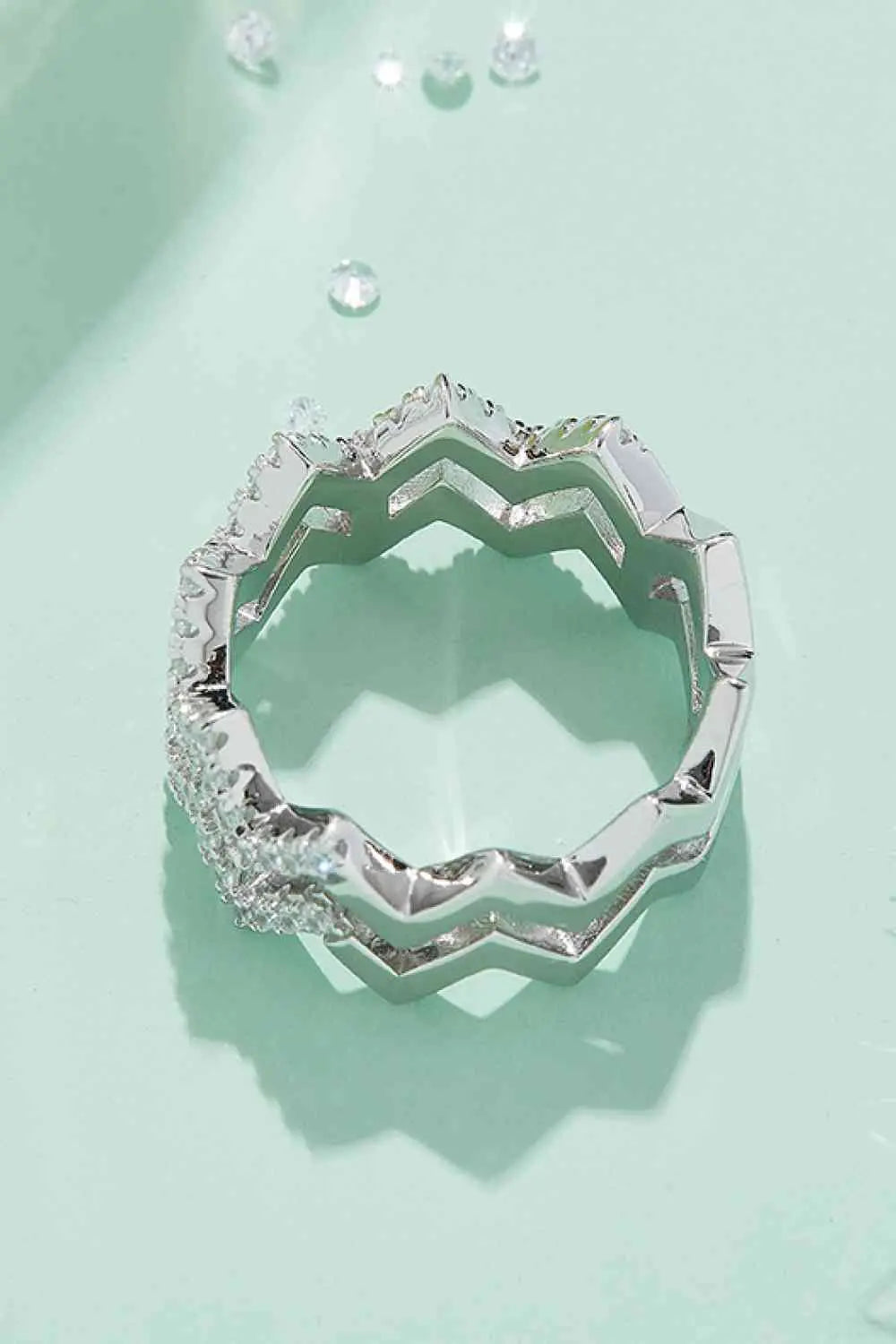 Moissanite Zigzag Stacking Rings - GlossiChic Collection Silver / 4.5 GlossiChic Collection jewelry