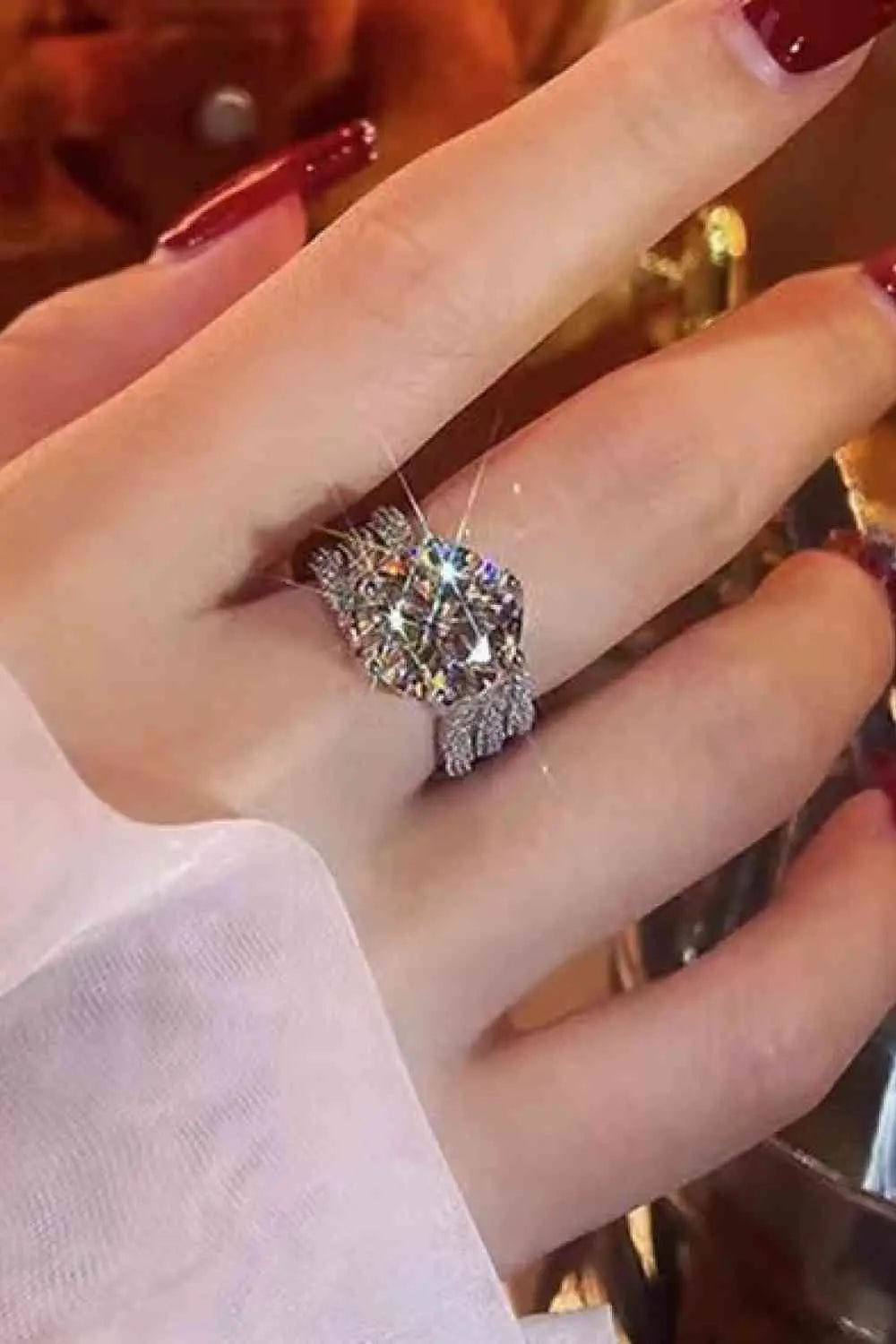 3 Carat Moissanite Three-Layer Ring - GlossiChic Collection Silver / 5 GlossiChic Collection jewelry