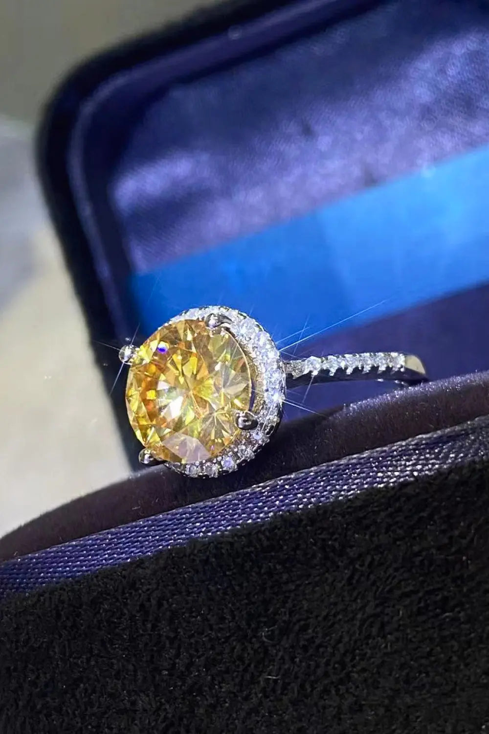 2 Carat Moissanite Round Ring - GlossiChic Collection Yellow / 5 GlossiChic Collection jewelry