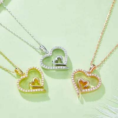 Moissanite 925 Sterling Silver Heart Pendant Necklace - GlossiChic Collection Gold / One Size GlossiChic Collection jewelry