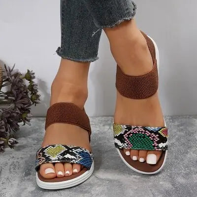 PU Leather Open Toe Low Heel Sandals - GlossiChic Collection Azure / 36(US5) GlossiChic Collection Shoes & Accessories