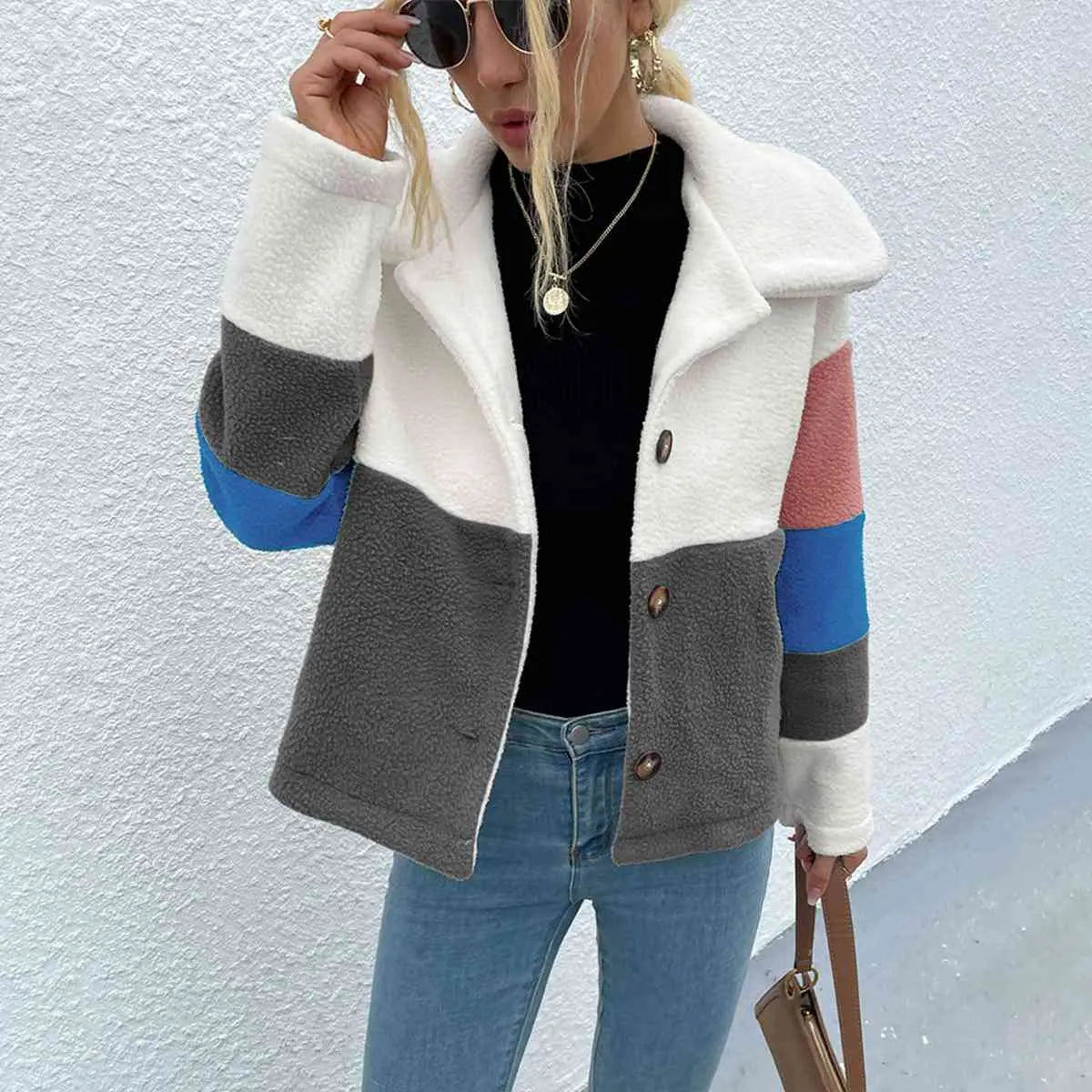 Color Block Button Down Collared Jacket - GlossiChic Collection Mustard / S GlossiChic Collection apparel