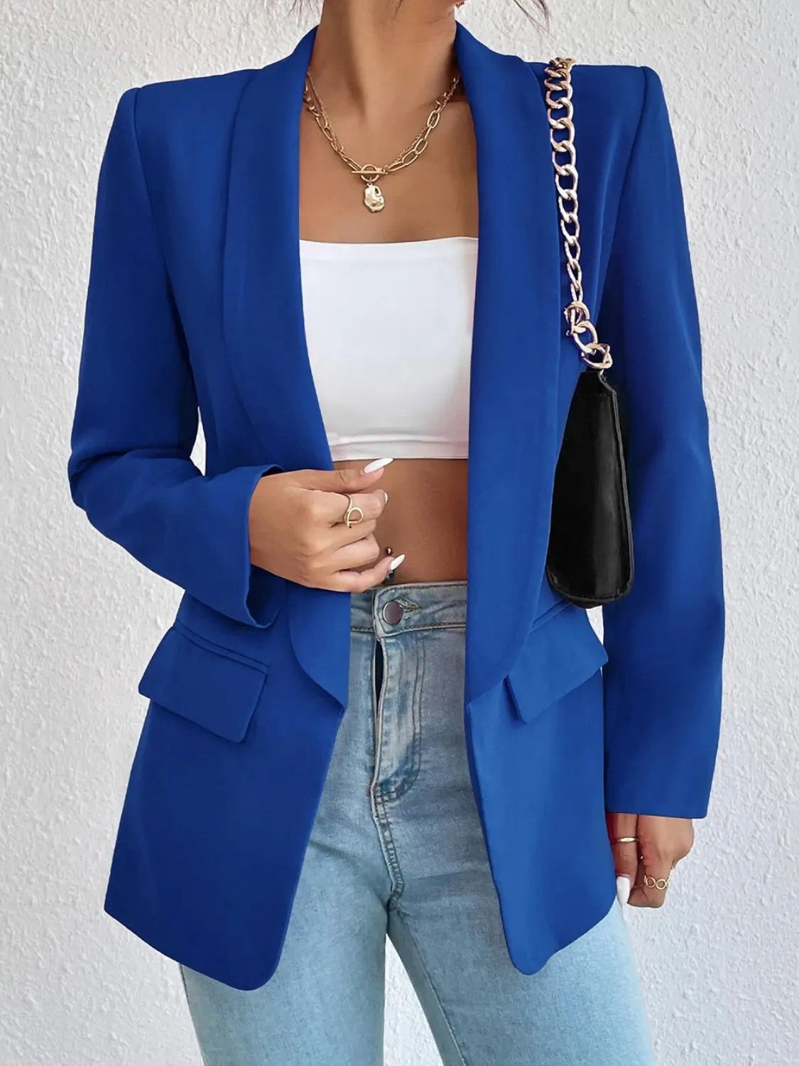Shawl Collar Long Sleeve Blazer - GlossiChic Collection Hot Pink / S GlossiChic Collection Blazer & Cardigan