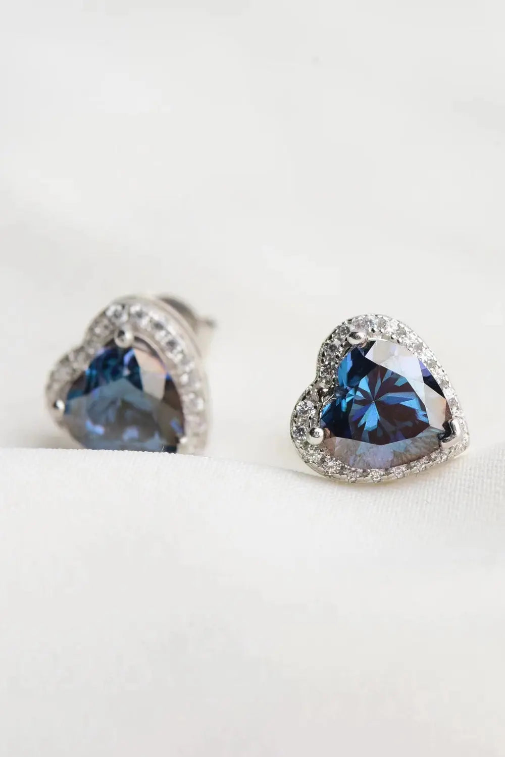 4 Carat Moissanite Heart-Shaped Stud Earrings - GlossiChic Collection Blue Heart / One Size GlossiChic Collection jewelry
