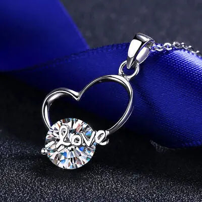 2 Carat Moissanite Heart 925 Sterling Silver Necklace - GlossiChic Collection Silver / One Size GlossiChic Collection jewelry