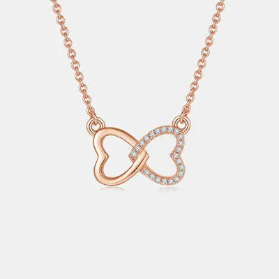Moissanite 925 Sterling Sliver Heart Bow Necklace - GlossiChic Collection Gold / One Size GlossiChic Collection jewelry