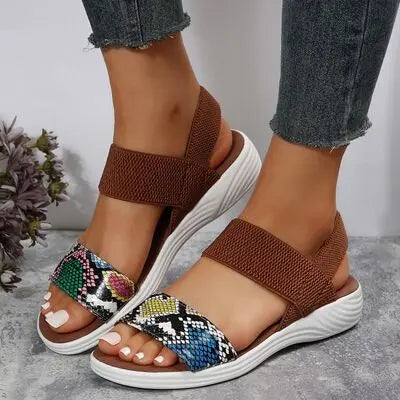 PU Leather Open Toe Low Heel Sandals - GlossiChic Collection Multicolor / 36(US5) GlossiChic Collection Shoes & Accessories