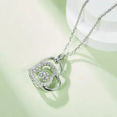 Moissanite 925 Sterling Silver Heart Necklace - GlossiChic Collection Silver / One Size GlossiChic Collection jewelry