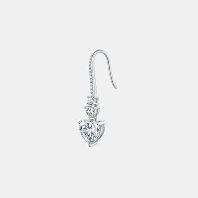 5.44 Carat 925 Sterling Silver Moissanite Heart Drop Earrings - GlossiChic Collection Silver / One Size GlossiChic Collection jewelry