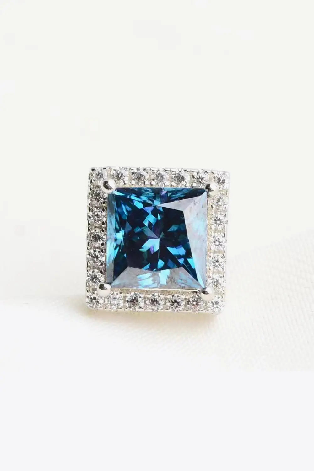 925 Sterling Silver 4 Carat Moissanite Square Earrings - GlossiChic Collection Blue / One Size GlossiChic Collection jewelry