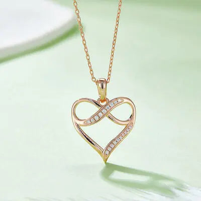 Moissanite 925 Sterling Silver Heart Necklace - GlossiChic Collection Rose Gold / One Size GlossiChic Collection jewelry