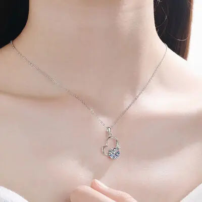 2 Carat Moissanite Heart 925 Sterling Silver Necklace - GlossiChic Collection Silver / One Size GlossiChic Collection jewelry