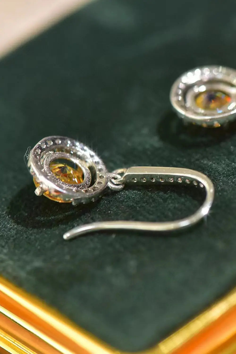 Platinum-Plated 2 Carat Moissanite Drop Earrings - GlossiChic Collection Yellow/White / One Size GlossiChic Collection jewelry