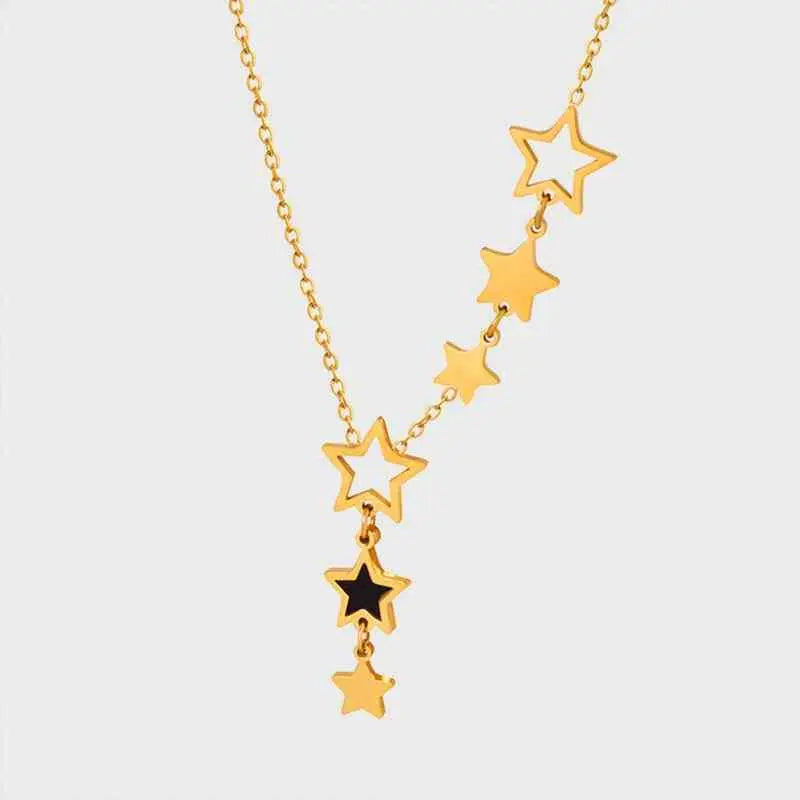 Titanium Steel Geometric Drop Necklace - GlossiChic Collection Gold / One Size GlossiChic Collection jewelry