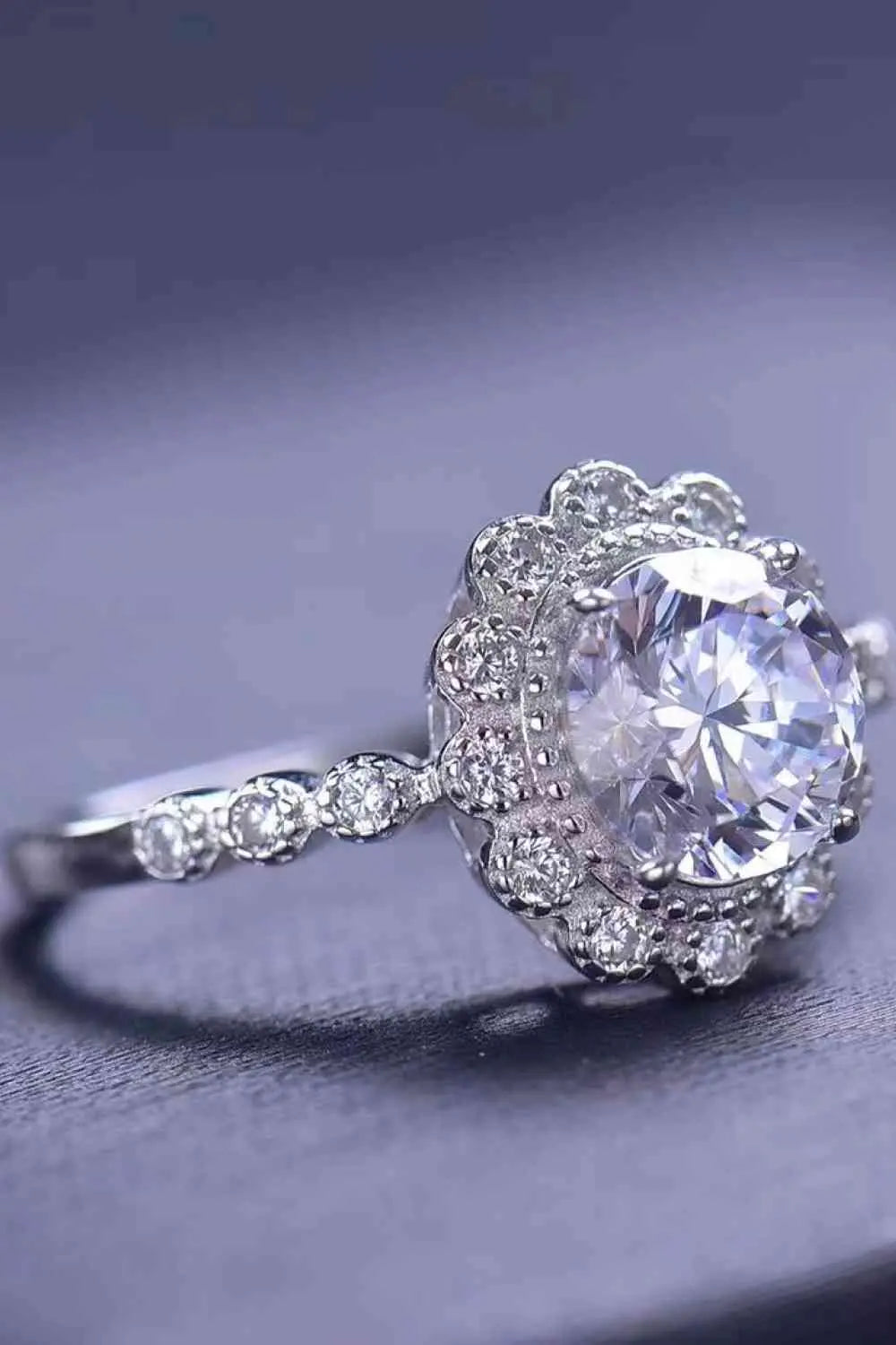 1.5 Carat Moissanite Floral-Shaped Cluster Ring - GlossiChic Collection Silver / 5 GlossiChic Collection jewelry