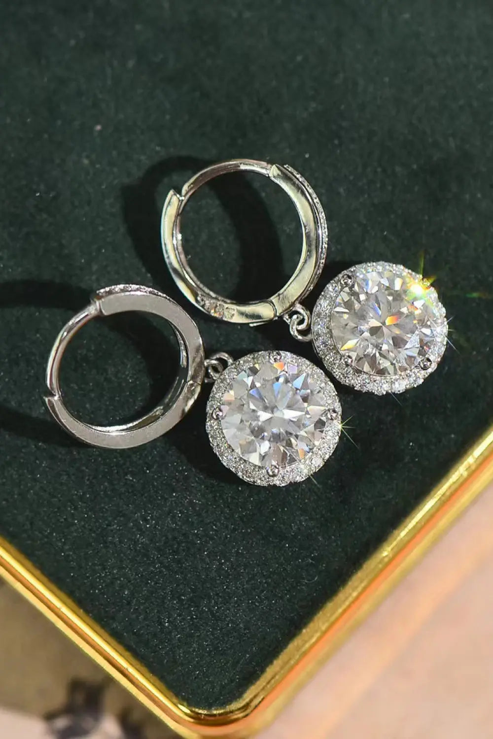 2 Carat Moissanite Round Drop Earrings - GlossiChic Collection Silver / One Size GlossiChic Collection jewelry