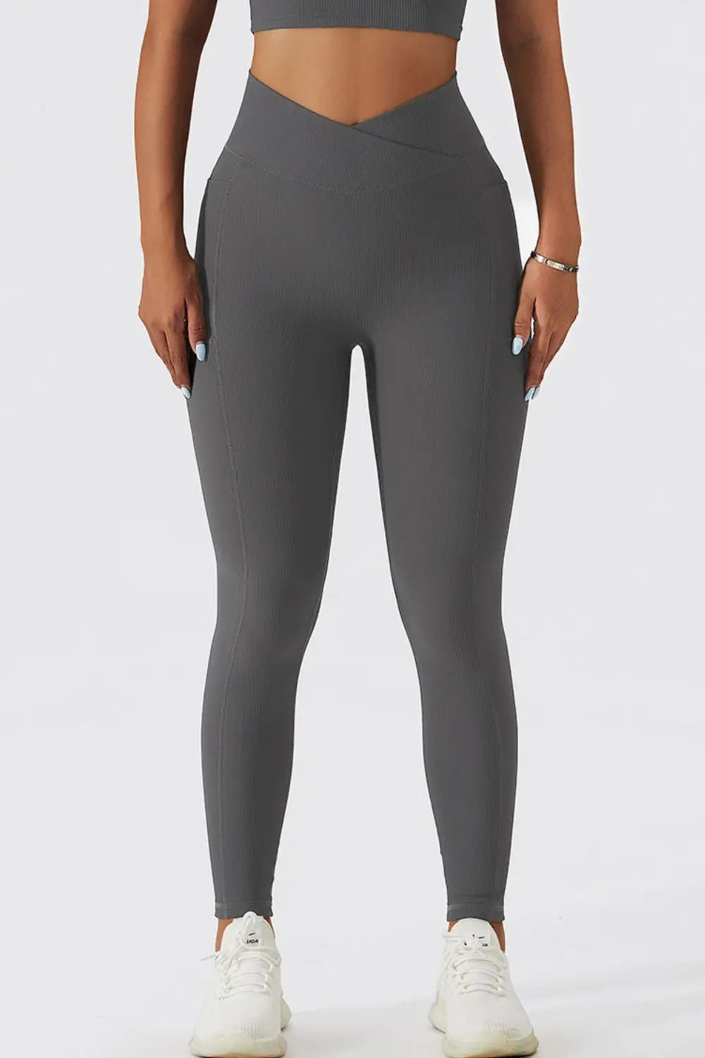 Crossover Tummy Control Waist Active Leggings - GlossiChic Collection