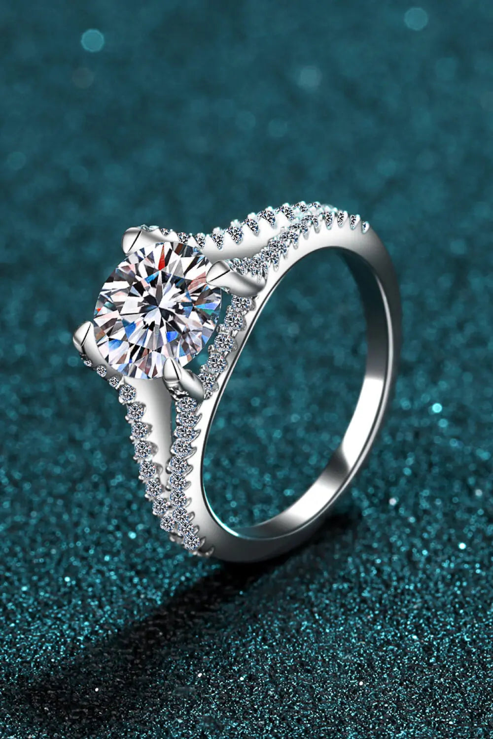 Stylish Moissanite Sterling Silver Ring Trendsi