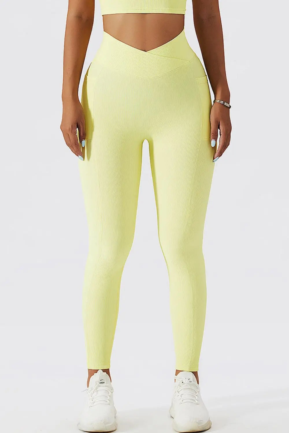 Crossover Tummy Control Waist Active Leggings - GlossiChic Collection