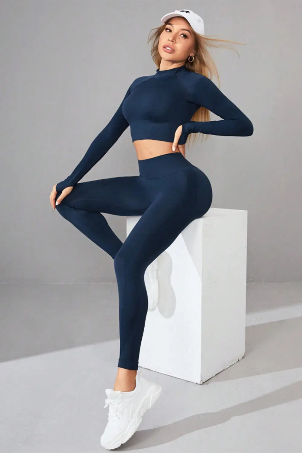 Mock Neck Long Sleeve Top and Pants Active Set Trendsi