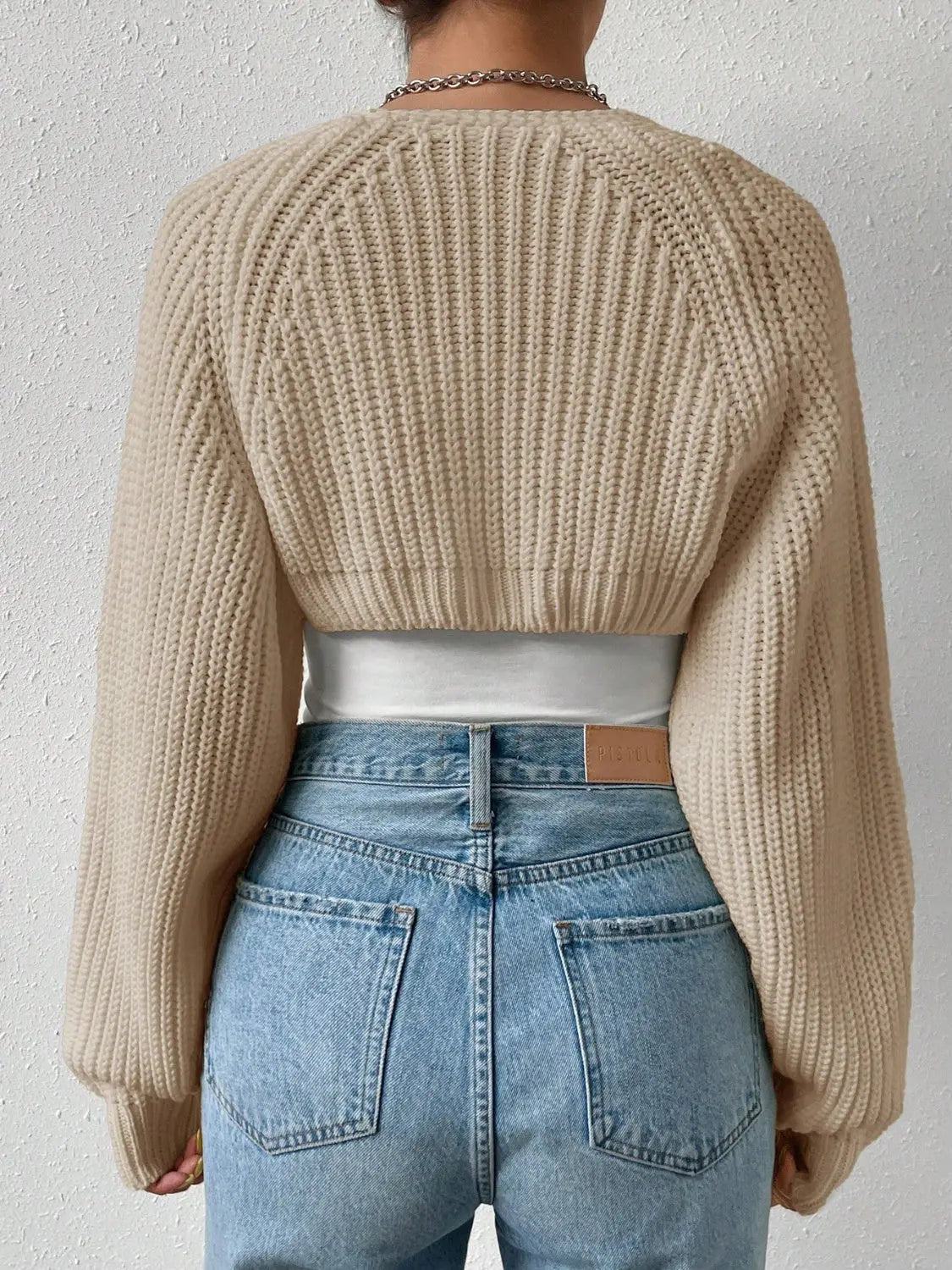 Honey Open Front Long Sleeve Cropped Cardigan Trendsi