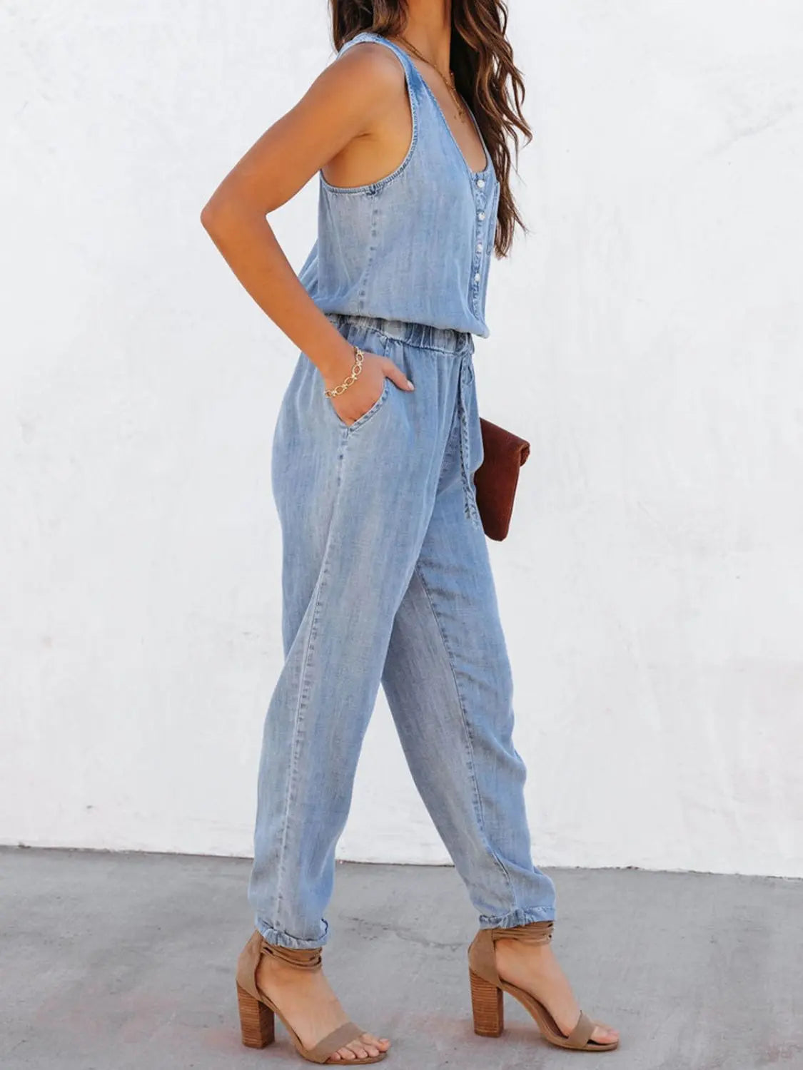 Drawstring Waist Sleeveless Jumpsuit - GlossiChic Collection