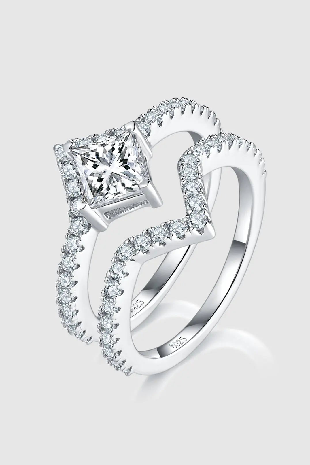 1 Carat Moissanite 925 Sterling Silver Double Layered Ring - GlossiChic CollectionRings
