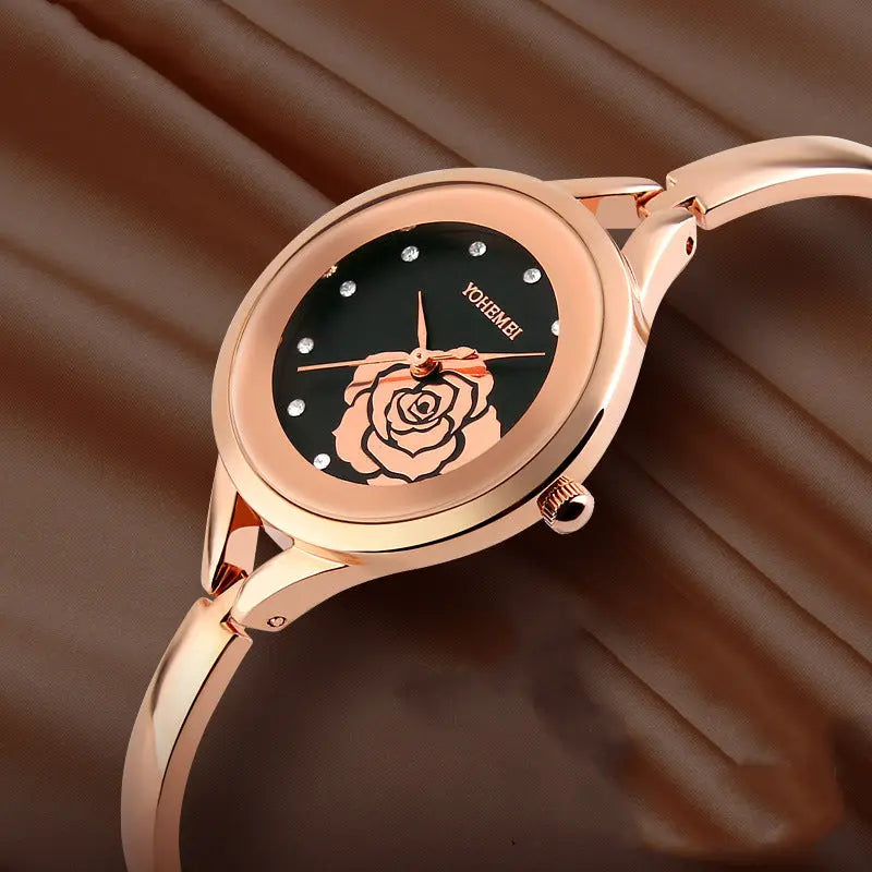 Rose Gold Steel Strap Watch GlossiChic Collection