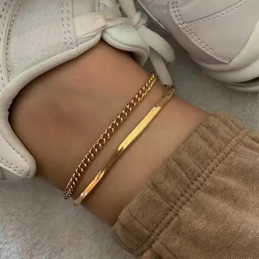 18K Gold - Plated Ankle Bracelet - GlossiChic Collectionjewelry