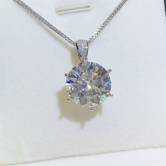 10 Carat Moissanite 925 Sterling Silver Pendant Necklace GlossiChic Collection