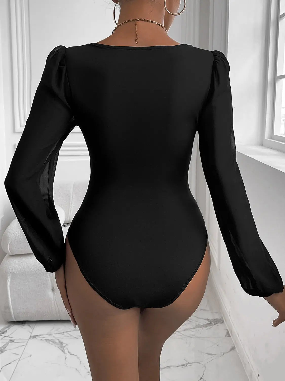 Perfee Sweetheart Neck Long Sleeve Bodysuit Trendsi